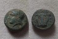 Ancient Coins - MACEDON, Olynthos. Chalkidian League. Circa 432-348 BC. Æ Apollo Lyre