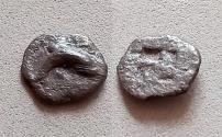 Ancient Coins - Greek Islands. Thrace, Thasos. Ca. 530-480 BC. Dolphin incuse