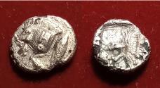 Ancient Coins - Mysia, Kyzikos. Fourree Diobol Circa 450-400 BC. Forepart of Boar H