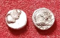 Ancient Coins - IONIA, Magnesia. AR Hemitetartemorion Head of Ram _ Male. 4mm 0.10 grams