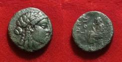 Ancient Coins - IONIA. Smyrna. Homerion ca 125-115 BC. Potamon, magistrate. Æ Apollo Homer