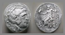 Ancient Coins - Ionia, Chios 210-190BC. AR Tetradrachm Herakles wearing lion skin Rx:Zeus Seated Sphinx left