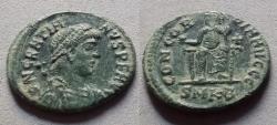 Ancient Coins - GRATIAN 367-383. Æ Follis Cyzicus Roma seated facing holding globe & Spear