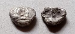 Ancient Coins - LYDIA, KING KROISOS 561-546 BC. AR third stater Lion bull confronted - incuses