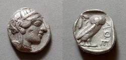 Ancient Coins - Attica, Athens AR Tetradrachm circa 454-404 BC. Head of Athena Owl