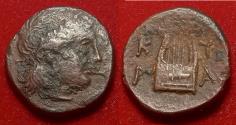 Ancient Coins - Cyrenaica, Cyrene, temp. Magas c. 323-250 BC. Æ Dichalkon laureate Apollo Lyre