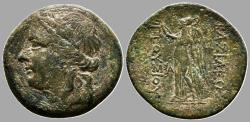 Ancient Coins - King Prusias I Chloros 230-182 BC. Apollo Athena as Nike AE27