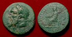 Ancient Coins - Thrace, Perinthus. Pseudo-autonomous, circa 2ndc AD. Æ Head Herakles Zeus seated