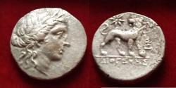 Ancient Coins - IONIA, MILETOS AR Drachm 250-120 BC. Apollo Lion magistrate Diogenes