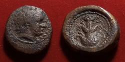 Ancient Coins - Kyrenaica, Kyrene AE24 Unit c. 3rdc BC Apollo & Silphium plant