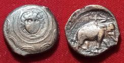 Ancient Coins - SELEUKID Antiochos III 'the Great'. 222-187 BC. Æ Military mint Shield Elephant
