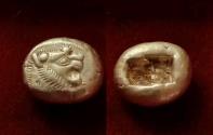 Ancient Coins - Kings of Lydia. Time of Alyattes EL Trite Sardes, 630-560 BC.