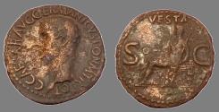 Ancient Coins - CALIGULA, AE As Rome 37-41 AD. Vesta seated