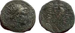 Ancient Coins - Antiochos IV Theos Epiphanes, "Epimanes" 175 - 164 BC. Antioch Æ20 Radiate Eagle