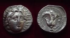 Ancient Coins - Islands off Caria, Rhodes Rhodos 305-275 BC. AR Didrachm Helios / Rose
