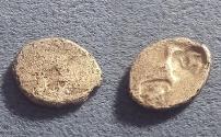 Ancient Coins - Asia minor uncertain AR Obol 5th-thc BC. Triskeles c/marks