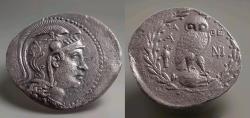 Ancient Coins - Attica. Athens circa 165-42 BC. AR Tetradrachm Athena Parthenos owl Hermes