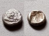 Ancient Coins - LYDIA, KING KROISOS 561-546 BC. AR 24th Lion bull confronted - incuse