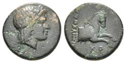 Ancient Coins - Ionia, Kolophon. 330-285 BC. Æ14mm. Apollo / Horse