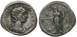 Ancient Coins - Julia Mamaea, 222-235 AD. AR Denarius, Rome. Vesta rev.