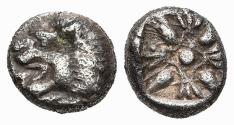 Ancient Coins - Ionia, Miletos. 500BC. AR Diobol. Lion / Incuse square.