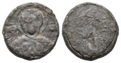 Ancient Coins - Byzantine lead seal, 11th Century AD. Bust of Christ.