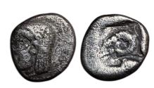 Ancient Coins - Troas, Kebren. 450 BC. AR Obol. Apollo / Ram