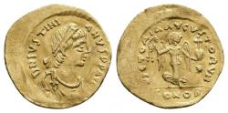 Ancient Coins - Justinian I, 527-565 AD. AV Tremissis, Constantinople.