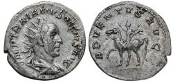 Ancient Coins - Trajan Decius, 249-251 AD. AR Antoninianus, Rome.  Emperor on horseback rev.