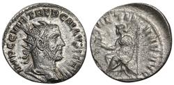 Ancient Coins - Trebonianus Gallus, 251-253 AD. AR Antoninianus, Antioch. Roma seated rev.