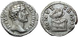 Ancient Coins - Divvs Antoninus Pius, 161 AD. AR Denarius, Rome. Eagle rev.