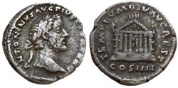 Ancient Coins - Antoninus Pius, 138-161 AD. AR Denarius, Rome. Temple rev.