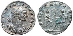 Ancient Coins - Aurelian, 270-275 AD. Æ Antoninianus, Mediolanum. Emperor and Roma rev.