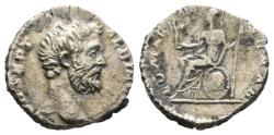 Ancient Coins - Clodius Albinus as Caesar, 193-195 AD. AR Denarius, Rome. Roma seated rev.