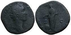 Ancient Coins - Antoninus Pius, 138-161 AD. Æ Sestertius, Rome. Providentia rev.
