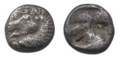 Ancient Coins - Asia Minor, Uncertain Mint (Kyme?) AR Obol. Horse / Incuse.