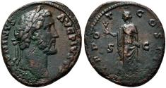 Ancient Coins - Antoninus Pius, 138-161 AD. Æ As, Rome mint. Spes rev.