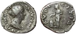 Ancient Coins - Faustina II Augusta, 147-175 AD. AR Denarius, Rome. Pudicitia rev.