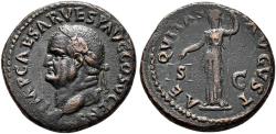 Ancient Coins - Vespasian, 69-79 AD. Æ As, Rome mint. Aequitas rev.