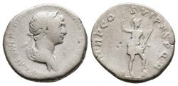 Ancient Coins - Trajan, 98-117 AD. AR Denarius, Rome. Mars rev.