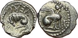 Ancient Coins - Britannia, Atrebates, Verica AR Minim - Sphinx / Sleeping Dog