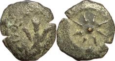Ancient Coins - Judea, Hasmoneans, Alexander Jannaeus AE Prutah - Anchor / Sun-Burst