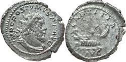 Ancient Coins - Romano-Gallic Empire - Postumus BI Antoninianus - LAETITIA AVG Galley