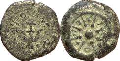Ancient Coins - Judea, Hasmoneans, Alexander Jannaeus AE Prutah - Anchor / Sun-Burst