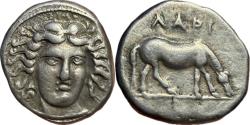 Ancient Coins - Thessaly, Larissa AR Drachm - Nymph Larissa / Grazing Horse - ex BCD