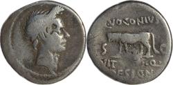 Ancient Coins - Julius Caesar AR Denarius - Q. Voconius Vitulus Moneyer (40 BC)