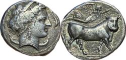 Ancient Coins - Campania, Neapolis AR Didrachm - Nymph / Man-Headed Bull (Ex Ars Classica XII, 1926)