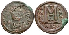 Ancient Coins - Justinian I, 527-565. Follis Nicomedia circa 557-558 - Ex Naville Numismatics sale 59, 2020, 837.
