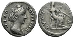 Ancient Coins - Diva Faustina, wife of Antoninus Pius. Denarius, Rome after 141