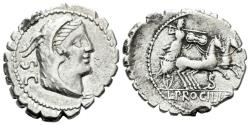 Ancient Coins - L. Procilius. Denarius serratus circa 80